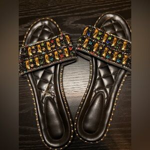Embellished Black Sandals